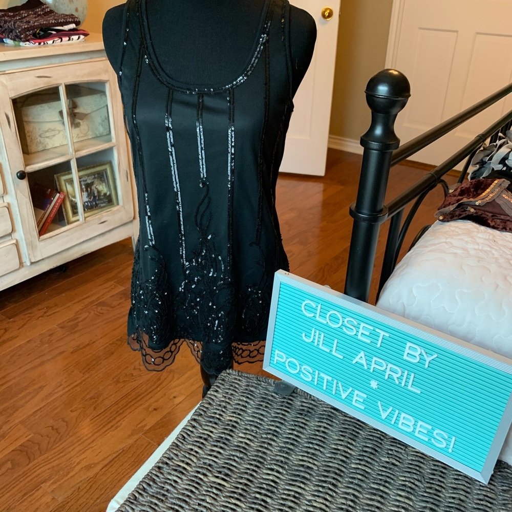 Black sequin tank top from express